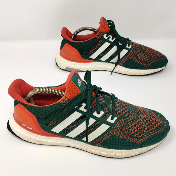 Adidas UltraBoost 1.0 PE Miami Hurricanes Sneakers Size 9.5 Green Orange AQ7847 main image 11